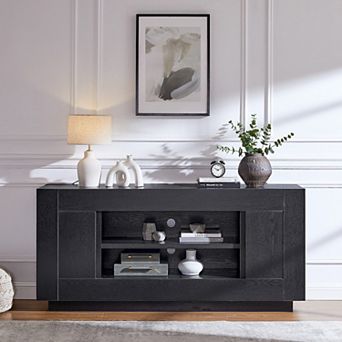 70" Modern TV Stand for TVs Up to 80", Entertainment Center with Storage Cabinets & Open Shelf