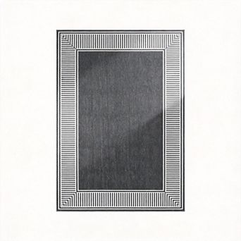 ANIXOL Modern Bordered Faux Wool Washable Area Rug