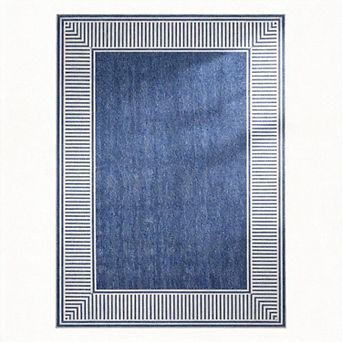 ANIXOL Modern Bordered Faux Wool Washable Area Rug