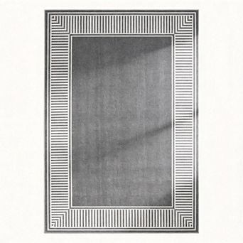 ANIXOL Modern Bordered Faux Wool Washable Area Rug