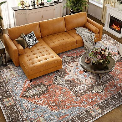 Vintage Oriental Boho Washable Runner Rug, Non-Slip Indoor Rug for Hallway Entryway Kitchen Bedroom