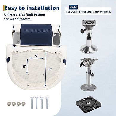Captain Bucket Seat, Marine Vinyl Boat Chair with Thickened Sponge Padding & Ergonomic Backrest