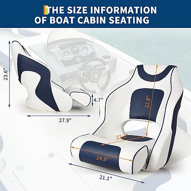 Captain Bucket Seat, Marine Vinyl Boat Chair with Thickened Sponge Padding & Ergonomic Backrest