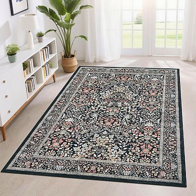Washable Floral Large Rug Boho Rugs for Living Room Soft Bedroom Carpet