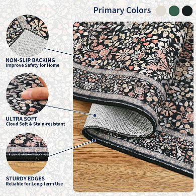 Washable Floral Large Rug Boho Rugs for Living Room Soft Bedroom Carpet