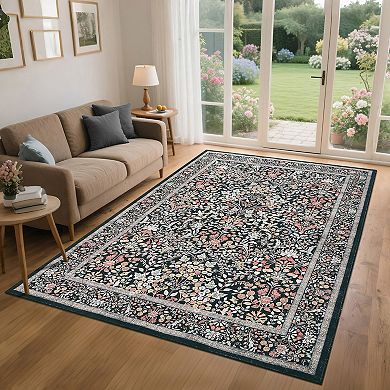Washable Floral Large Rug Boho Rugs for Living Room Soft Bedroom Carpet