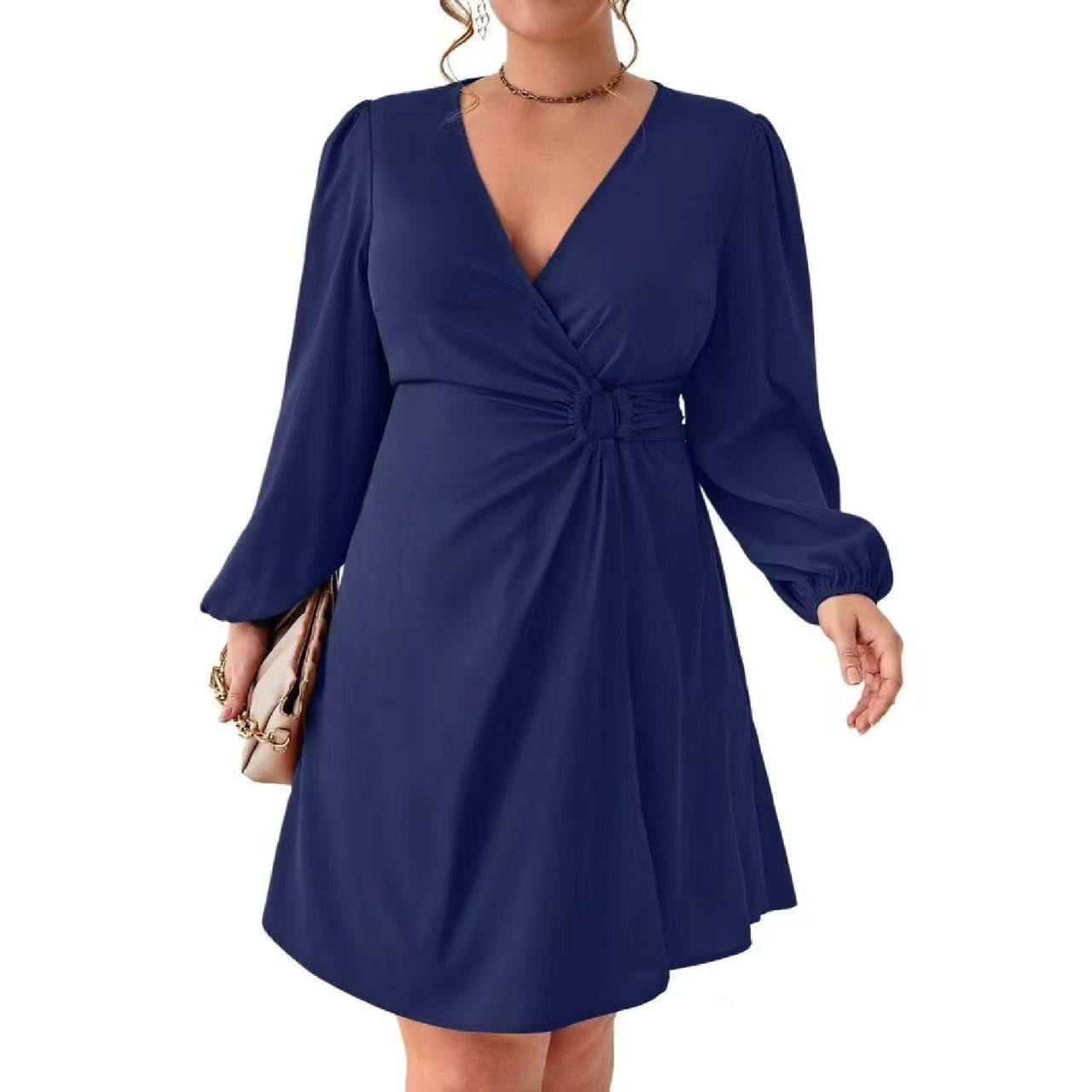 Женские платья Plus Size Work Dress Casual Long Sleeve V Neck High Waist Party Business Blazer Midi Dress
