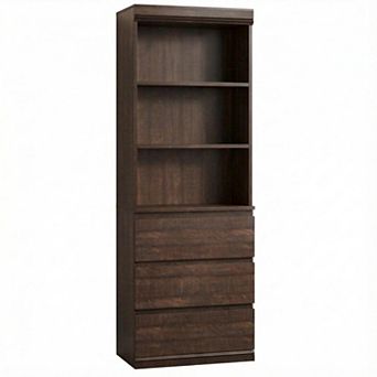 Bookcase with 3 Storage Drawers Tall Bookshelf Open Shelf Morden Storage