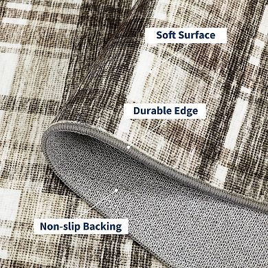 ANIXOL Washable Modern Mismatch Plaid Area Rug