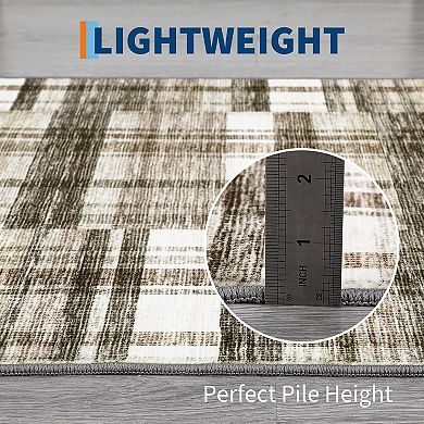 ANIXOL Washable Modern Mismatch Plaid Area Rug