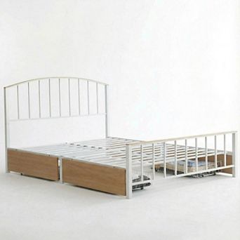 Bed Frame Metal Platform with Headboard and 4 Storage Drawers