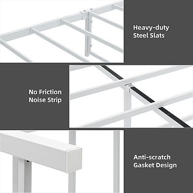 Bed Frame Metal Platform with Headboard and 4 Storage Drawers