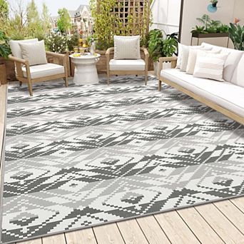 Waterproof Modern Print Indoor Outdoor Area Rug-Non-Slip Stain Resistant Rugs for Patio Living Room