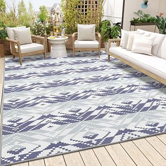 Waterproof Modern Print Indoor Outdoor Area Rug-Non-Slip Stain Resistant Rugs for Patio Living Room