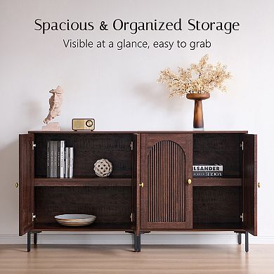 Sideboard Buffet Cabinet with Storage, 34" Tall Modern Arched Cabinet with Adjustable Shelves