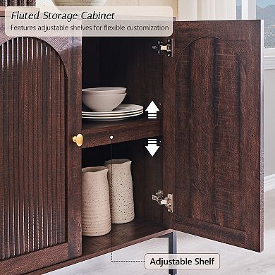 Sideboard Buffet Cabinet with Storage, 34" Tall Modern Arched Cabinet with Adjustable Shelves