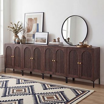 Sideboard Buffet Cabinet with Storage, 34" Tall Modern Arched Cabinet with Adjustable Shelves