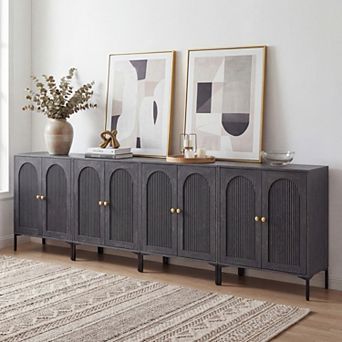 Sideboard Buffet Cabinet with Storage, 34" Tall Modern Arched Cabinet with Adjustable Shelves