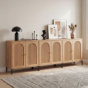 Sideboard Buffet Cabinet with Storage, 34" Tall Modern Arched Cabinet with Adjustable Shelves