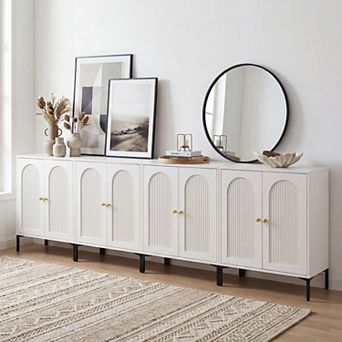 Sideboard Buffet Cabinet with Storage, 34" Tall Modern Arched Cabinet with Adjustable Shelves