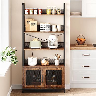 Bookshelf with Doors Open Display Storage Rack