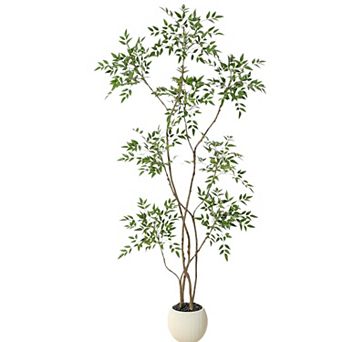 Artificial Plants with Sphere Planter Pot, Artificial Tree Indoor with Moss and Pebbles