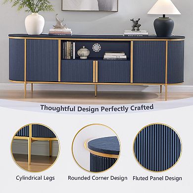 70" Modern TV Stand for TVs Up to 80", Entertainment Center with Storage Cabinets & Open Shelf