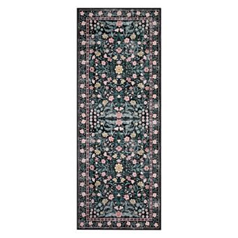 ANIXOL Modern Floral Print Faux Wool Washable Area Rug