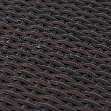 Wicker Barrel Accent Table, Handwoven PE Rattan & Iron Frame Side Table