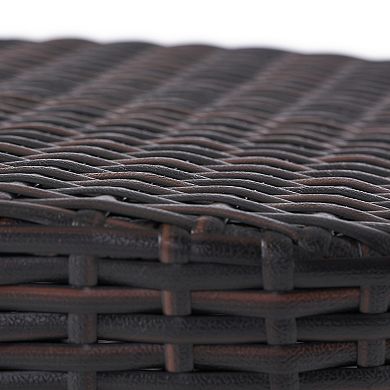 Wicker Barrel Accent Table, Handwoven PE Rattan & Iron Frame Side Table