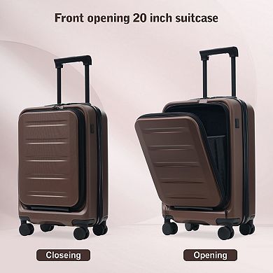 5-Piece Luggage Set with USB Port, Front Opening & TSA Locks (20” 24” 28”)
