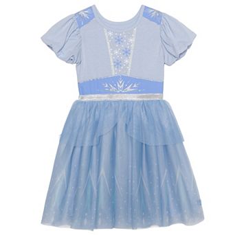 Girls 4-12 Disney’s Elsa Short Sleeve Dress