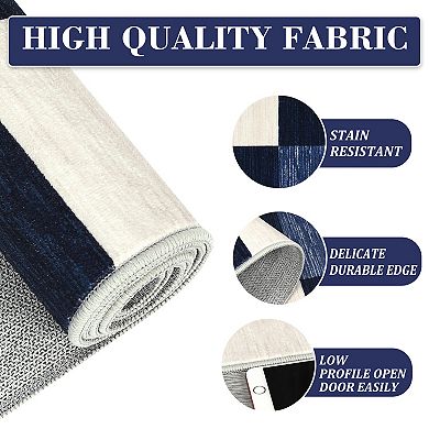 Classic Plaid Modern Rug, Minimalist Thin Carpet for Living Room Bedroom Office, Easy Clean