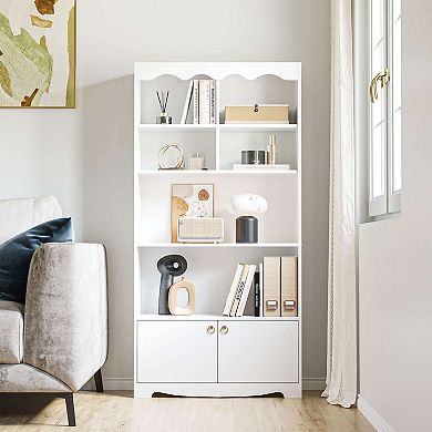 Modern Bookcase with Doors Storage Organizer Shelf Display Shelves