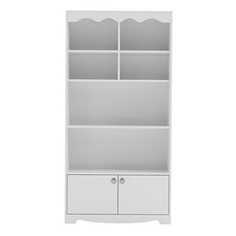 Modern Bookcase with Doors Storage Organizer Shelf Display Shelves