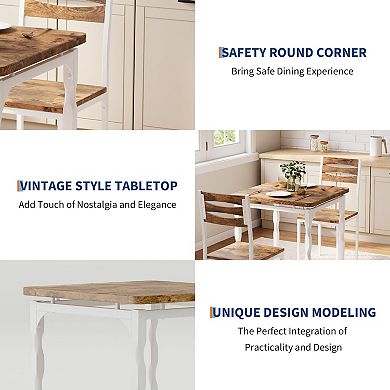 3 Piece Dining Table Set, Farmhouse Style Dining Table and Chairs Set for 2