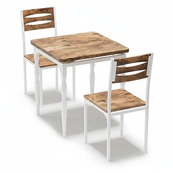 3 pc Dining Table Set, Farmhouse Style Dining Table and Chairs Set for 2