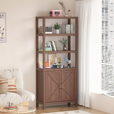 Bookshelf Bookcase with Doors Cabinet with Adjustable Shelves
