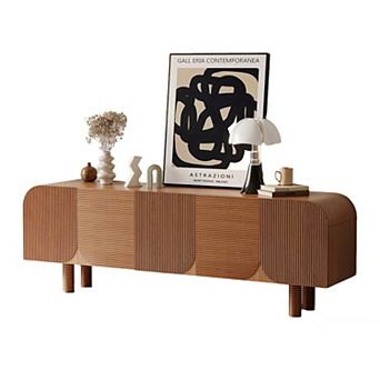 Wood TV Stand for Living Room, 71" Modern Entertainment Center with Storage Cabinets