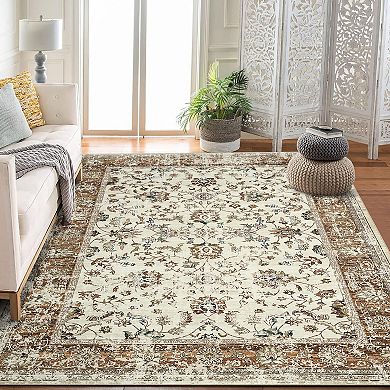 ANIXOL Faux Wool Persian Starry Print Washable Area Rug
