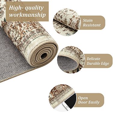 ANIXOL Faux Wool Persian Starry Print Washable Area Rug