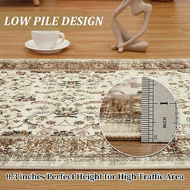 ANIXOL Faux Wool Persian Starry Print Washable Area Rug