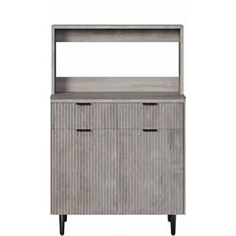 Fluted Sideboard Buffet Cabinet, Modern Storage Cabinet with 2 Drawers & Adjustable Shelves