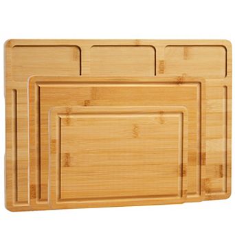 Wood Cutting Boards Set of 3 with Compartments Chopping Boards
