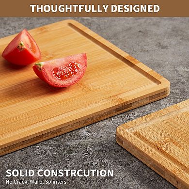 Wood Cutting Boards Set of 3 with Compartments Chopping Boards