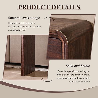 63" Modern Console Table with Storage, Curved Entryway Table with 3 Drawers for Hallway, Living Room