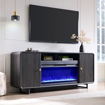 Fireplace TV Stand for Up to 80 inch TVs, Modern Entertainment Center with 36" Electric Fireplace