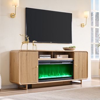 Fireplace TV Stand for Up to 80 inch TVs, Modern Entertainment Center with 36" Electric Fireplace