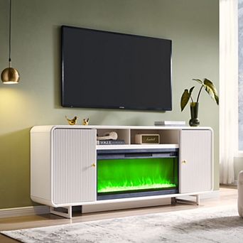 Fireplace TV Stand for Up to 80 inch TVs, Modern Entertainment Center with 36" Electric Fireplace