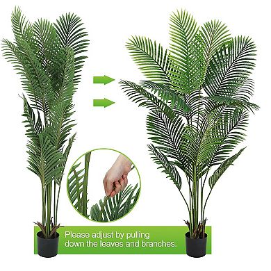 Artificial Areca Palm Plant, 5.5FT Faux Palm Tree Plant in Pot